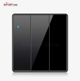 Full Glass 3gang 1way switch Black