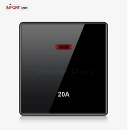 Full Glass 20A DP switch with LED Black