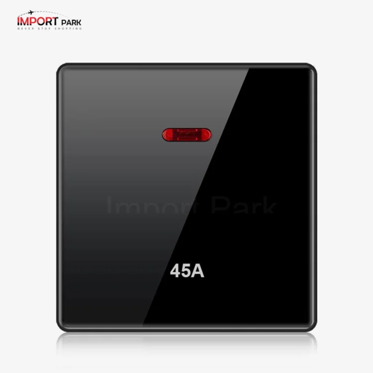 Full Glass 45A DP switch with LED Black