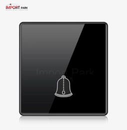 Full Glass Doorbell Push Switch Black