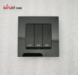 Glass Border 3gang 1way switch Black