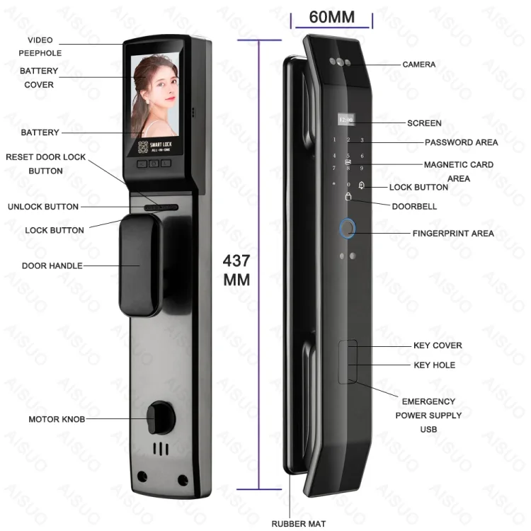L16 Smart WiFi Tuya Intercom Face Fingerprint Door Lock - ছবি 4
