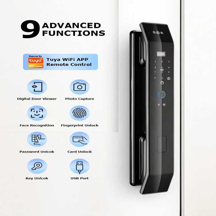 L16 Smart WiFi Tuya Intercom Face Fingerprint Door Lock - ছবি 3