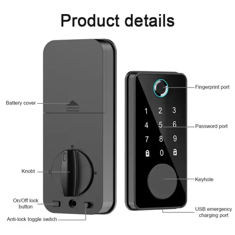 Smart Fingerprint Deadbolt Lock for Home, Hotel, and Apartment Security - ছবি 4