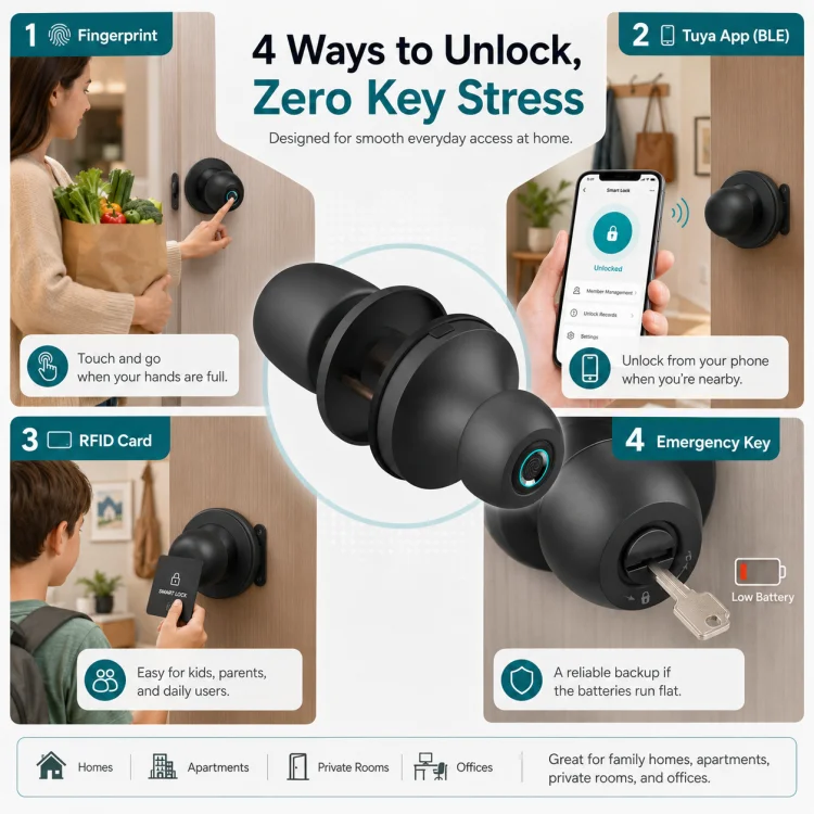 B4 Smart Fingerprint Bedroom Lock - ছবি 2