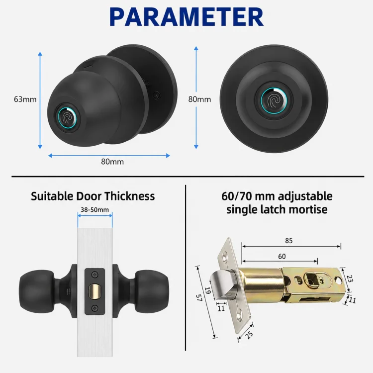 B4 Smart Fingerprint Bedroom Lock - ছবি 3