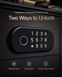 Fingerprint and password system drawer and cabinet lock