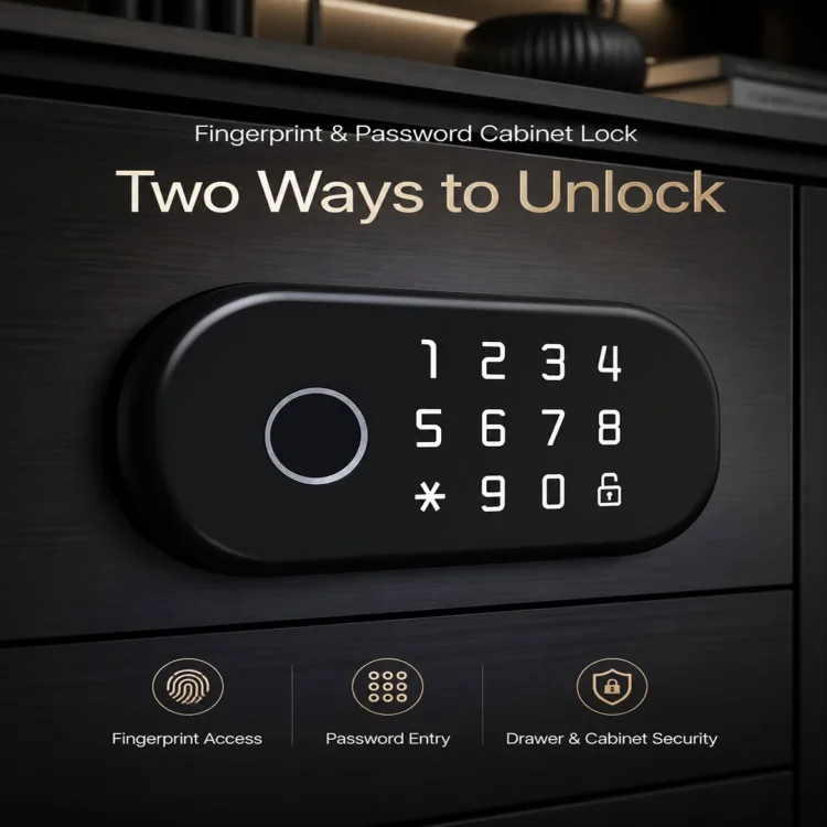 Fingerprint and password system drawer and cabinet lock